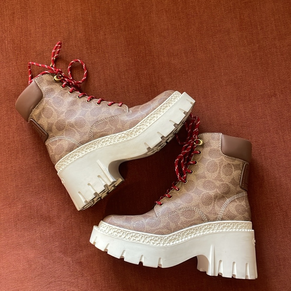 COACH Ainsely Monogram Coated Canvas Booties Size 5